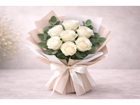 Buchet 7 Trandafiri albi